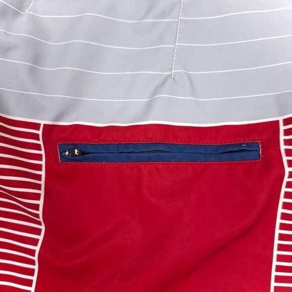 ANALOG Color Block Striped Board Shorts Swim Trunks Flag Red White Blue Mens 31 - Picture 7 of 9